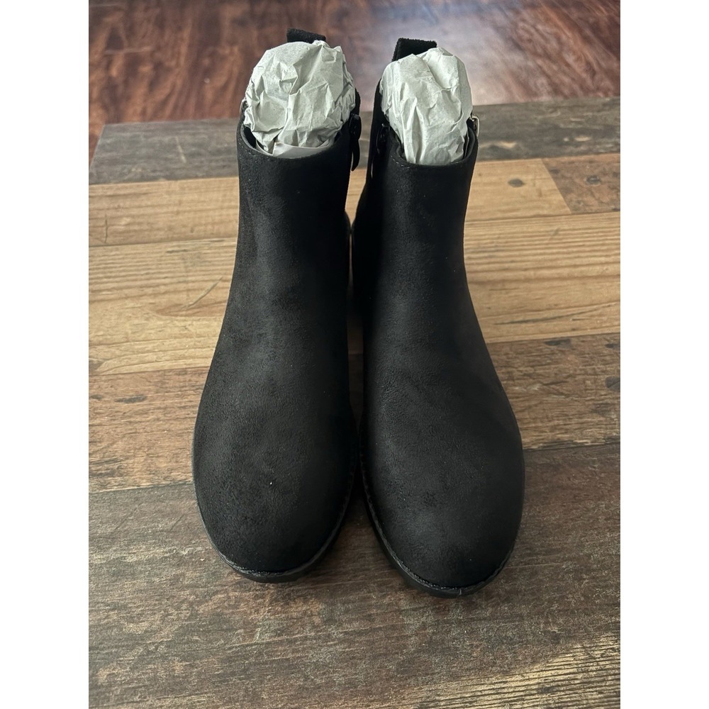 PrettyLittleThing Black Faux Suede Zip Ankle Boots‎ Lug Sole Womens Size 9 NEW